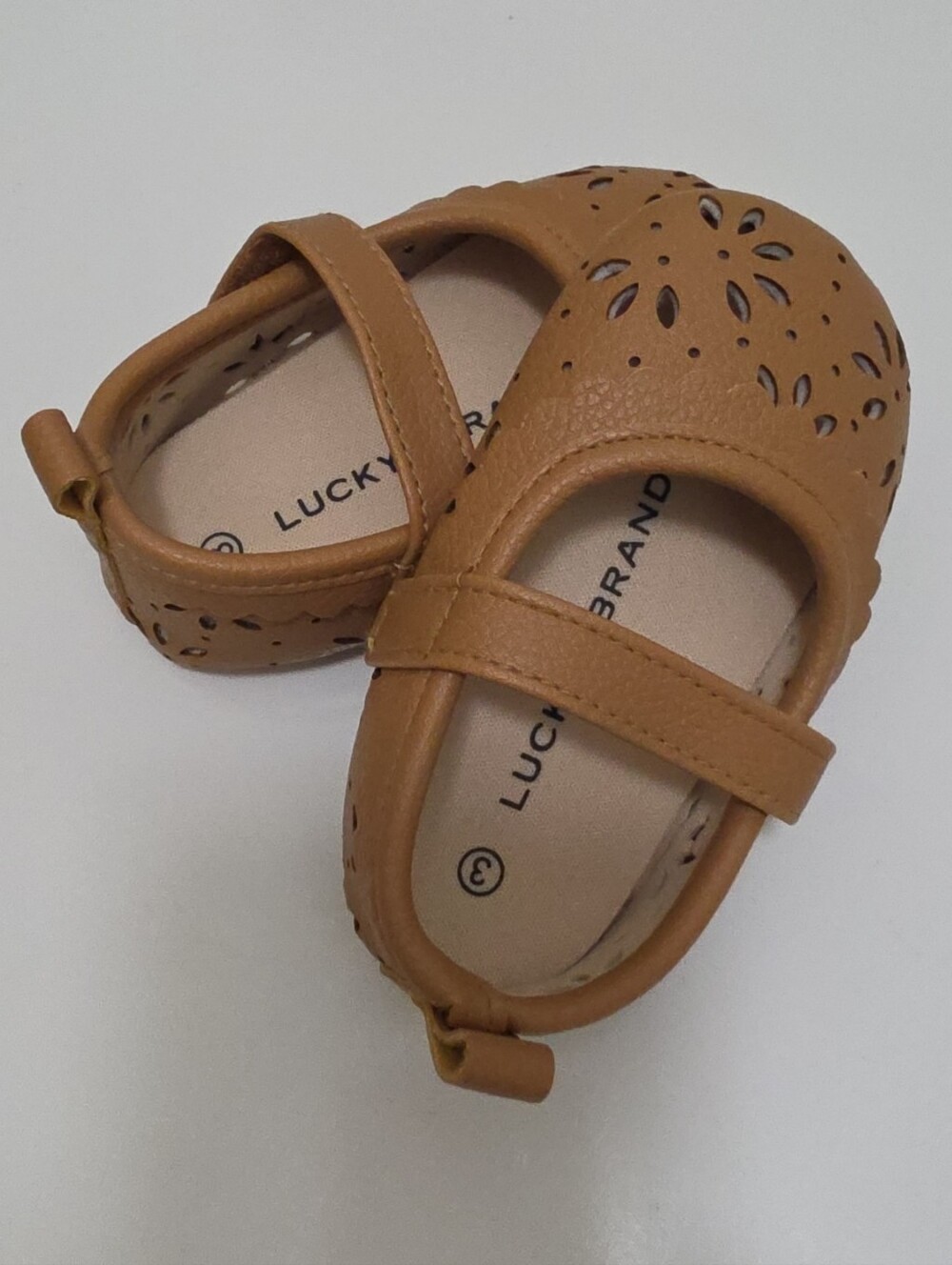 Lucky Brand Tan Cutout Mary Jane Baby Shoes